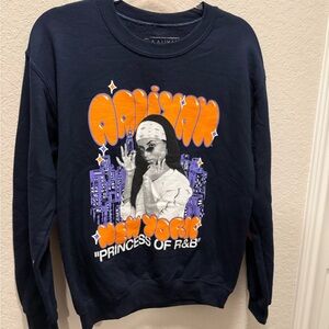 Aaliyah Navy  Sweatshirt with Orange and Design Size S